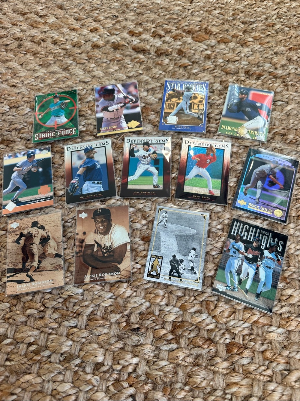 Vintage Baseball Card Lot of 13 [ Ken Griffey Jr, Barry Bonds, Jackie Robinson]